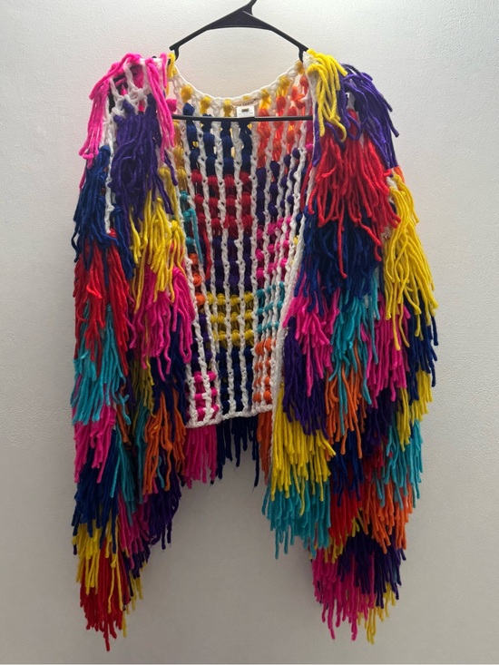 Love Sense Jackets & Blazers - Handcrafted Multicolor Fringe Crochet Jacket - Vibrant Statement Coat— USED ONCE